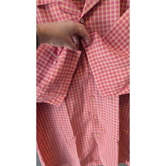 Bugatchi Uomo Shirt Men's Button Up Classic Fit Large Plaid Coral/Orange - Picture 6 of 7